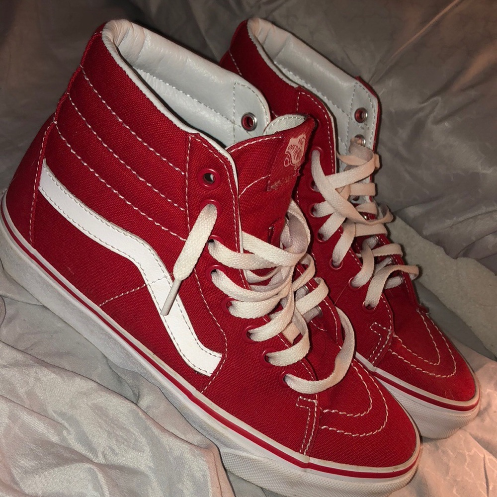 Vans skate hi red and white
